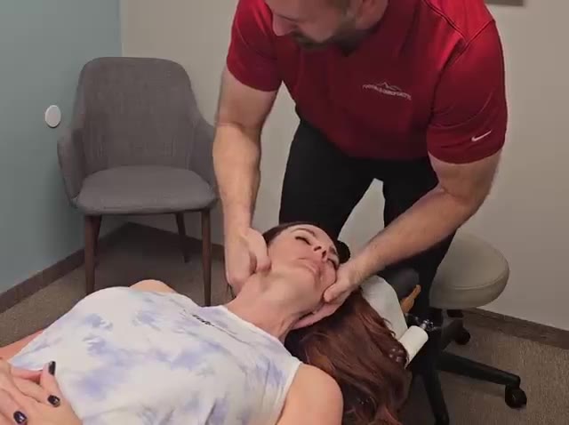 A gentle neck adjustment at Foothills Chiropractic